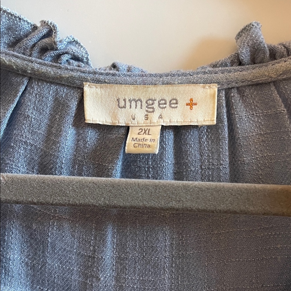 Umgee Dusty Blue Ruffle Blouse - Picture 2 of 6